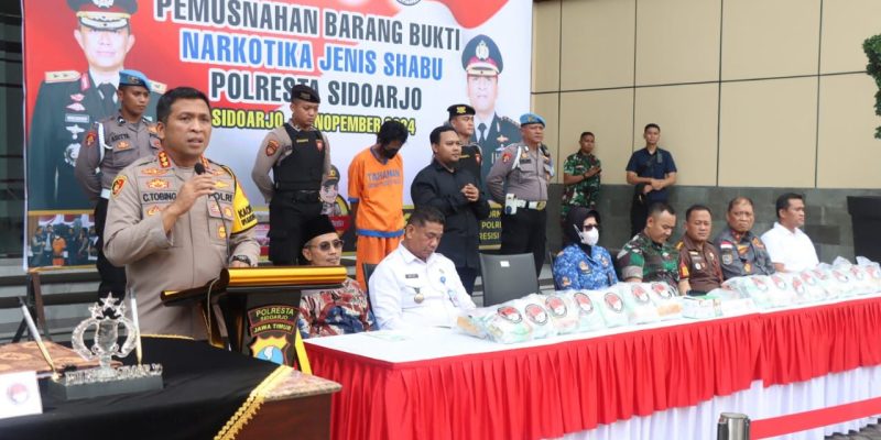 Polresta Sidoarjo Musnahkan Barang Bukti Sabu Senilai Rp 30 Miliar