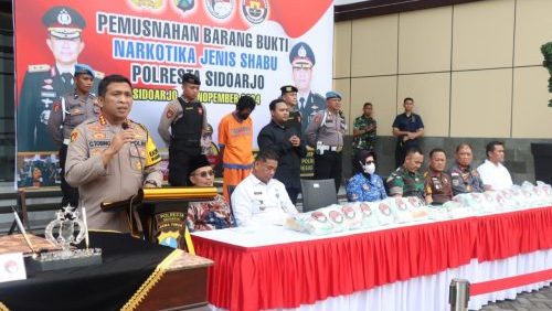 Polresta Sidoarjo Musnahkan Barang Bukti Sabu Senilai Rp 30 Miliar