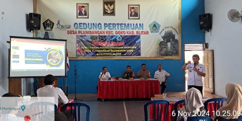 Antisipasi Penyalahgunaan Narkoba Desa Plumbangan Gelar Sosialisasi Bareng BNNK Blitar