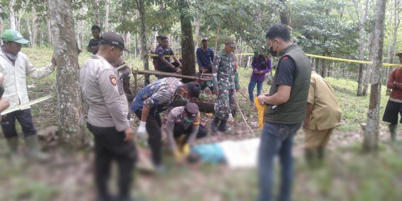 Polsek Jayaloka Polres Musi Rawas Sigap Olah TKP dan Evakuasi Penemuan Jenazah Warga Desa Ngestiboga II di Kebun Karet
