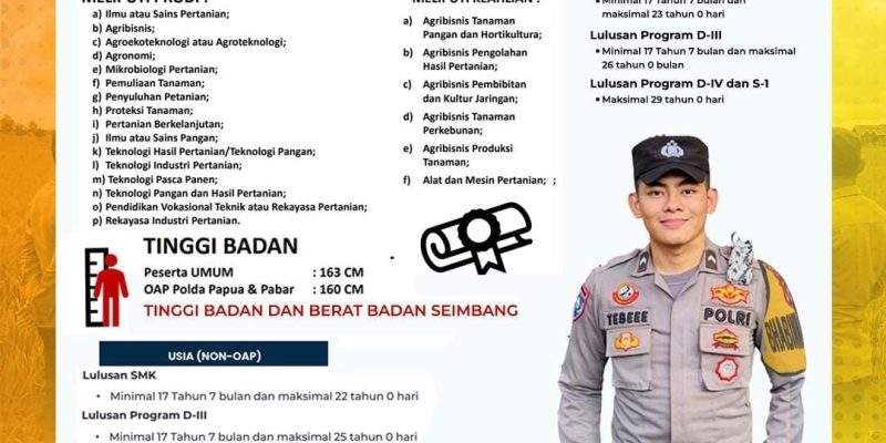 Polda Kalteng Buka Penerimaan Bakomsus Pertanian, Perikanan, Peternakan Dan Kesehatan