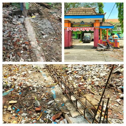 Diduga Tidak Sesuai RAB, Proyek Pagar Sekolah SMPN 1 Sambeng