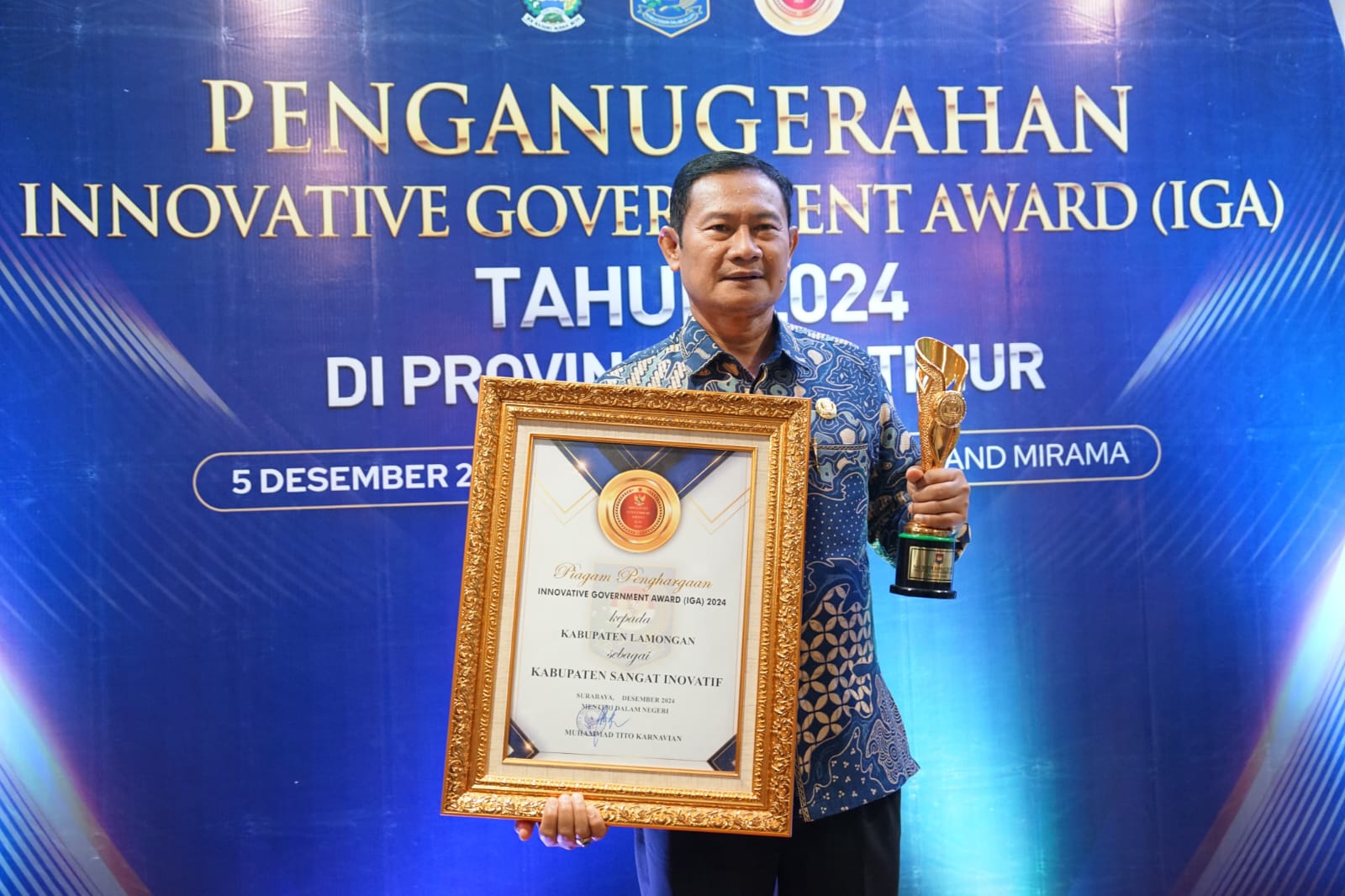 Pemkab Lamongan Raih Innovative Government Award 2024 Kategori Kabupaten Sangat Inovatif 