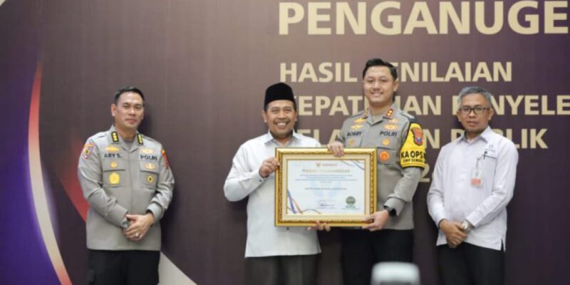 Polres Lamongan Raih Penghargaan Peringkat Pertama Inovasi Yanlik Tahun 2024 Kategori A dari Ombudsman RI