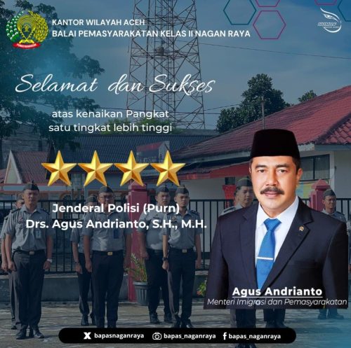 Selamat dan Sukses Atas Kenaikan Pangkat Satu Lebih Tinggi Jenderal Polisi (Purn) Drs. Agus Andrianto, S.H., M.H.