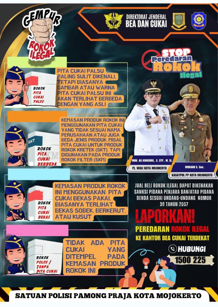 Sat Pol PP Kota Mojokerto Gempur Rokok Ilegal dan Stop Peredaran Rokok Ilegal