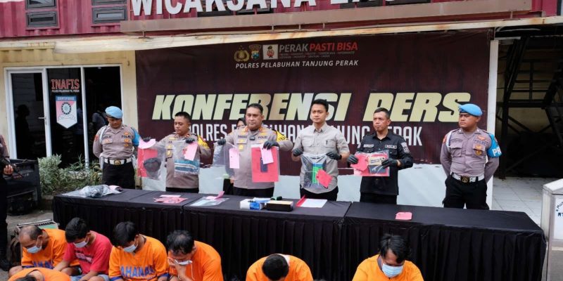 Polres Pelabuhan Tanjung Perak Surabaya Ungkap 13 Kasus Kriminalitas, Amankan 14 Tersangka