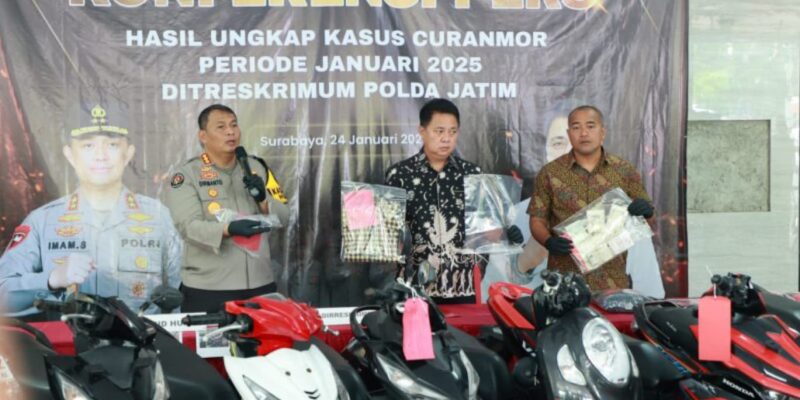 Polda Jatim Ungkap Jaringan Curanmor Lintas Kota, Amankan 134 Ranmor