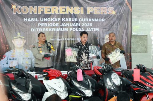 Polda Jatim Ungkap Jaringan Curanmor Lintas Kota, Amankan 134 Ranmor