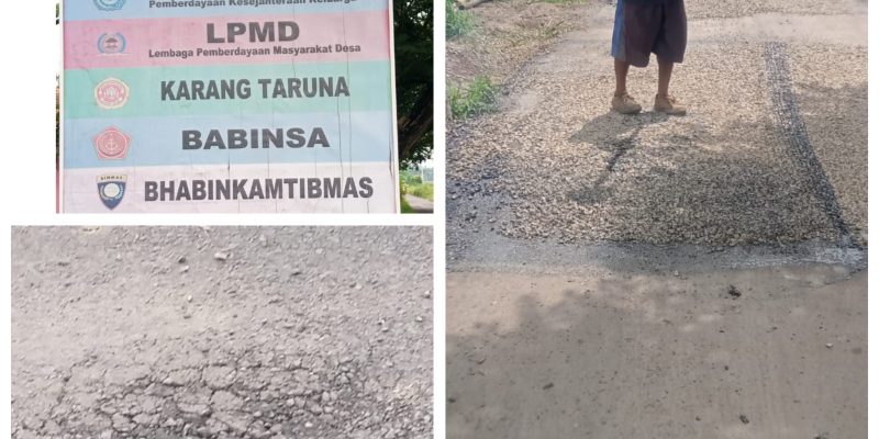 Baru Seumur Jagung, Pengaspalan Jalan Desa Paweden Pekalongan Sudah Amblas dan Berlubang