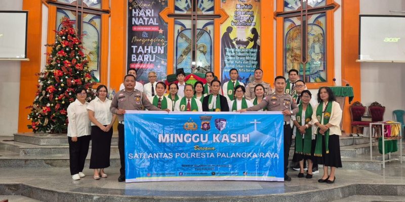 Satlantas Polresta Palangka Raya Adakan Program Minggu Kasih di Gereja Zerubabel