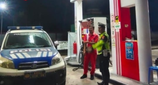Kunjungi SPBU, Satlantas Polresta Palangka Raya Tinjau Kondusifitas