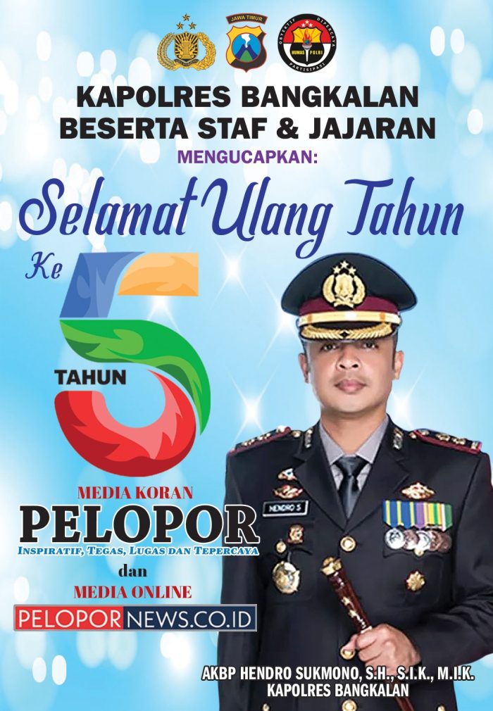 AKBP Hendro Sukmono, Kapolres Bangkalan Mengucapkan Selamat HUT Ke – 5 Media Koran Pelopor dan Media Online www.pelopornews.co.id
