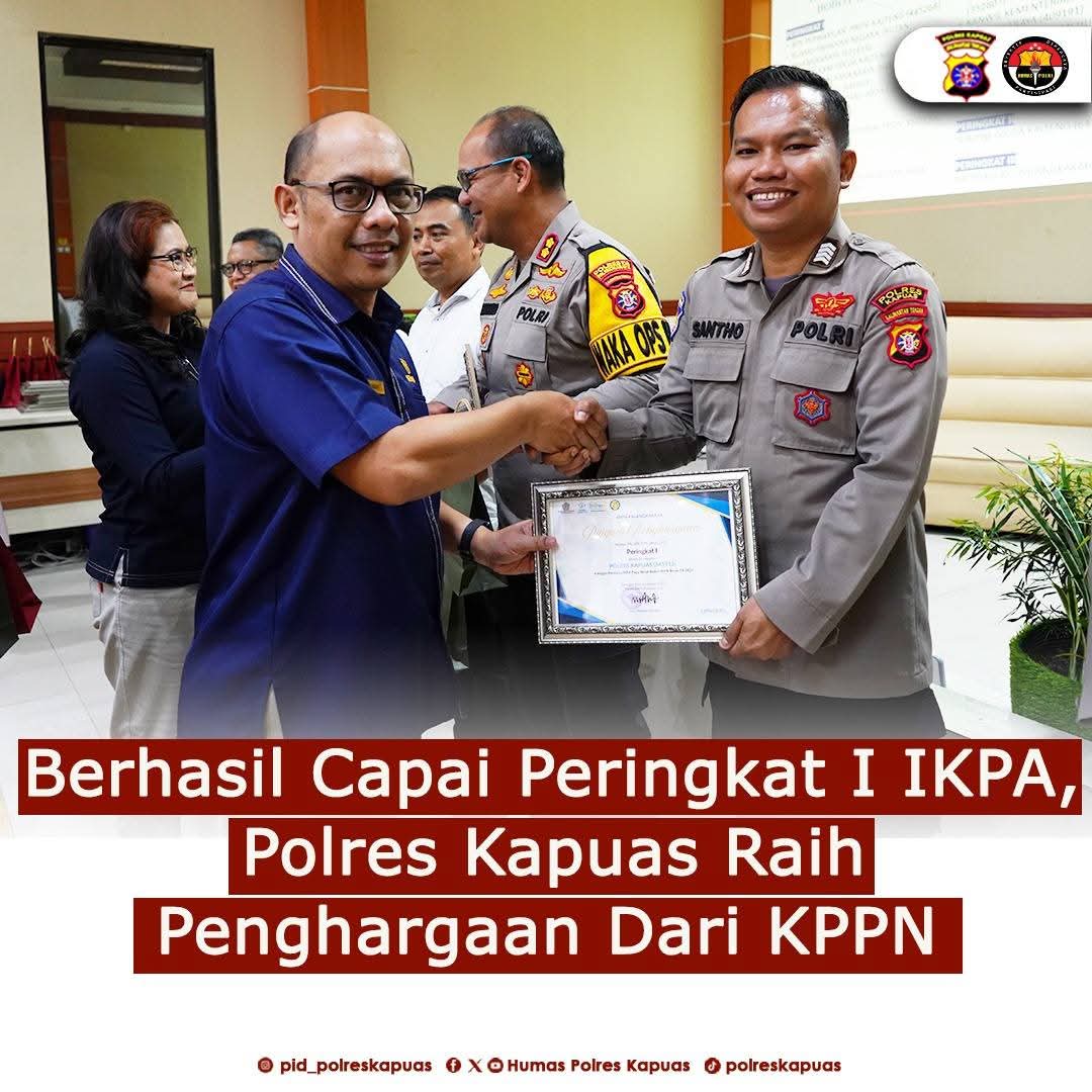 Berhasil Capai Peringkat I IKPA, Polres Kapuas Raih Penghargaan Dari KPPN