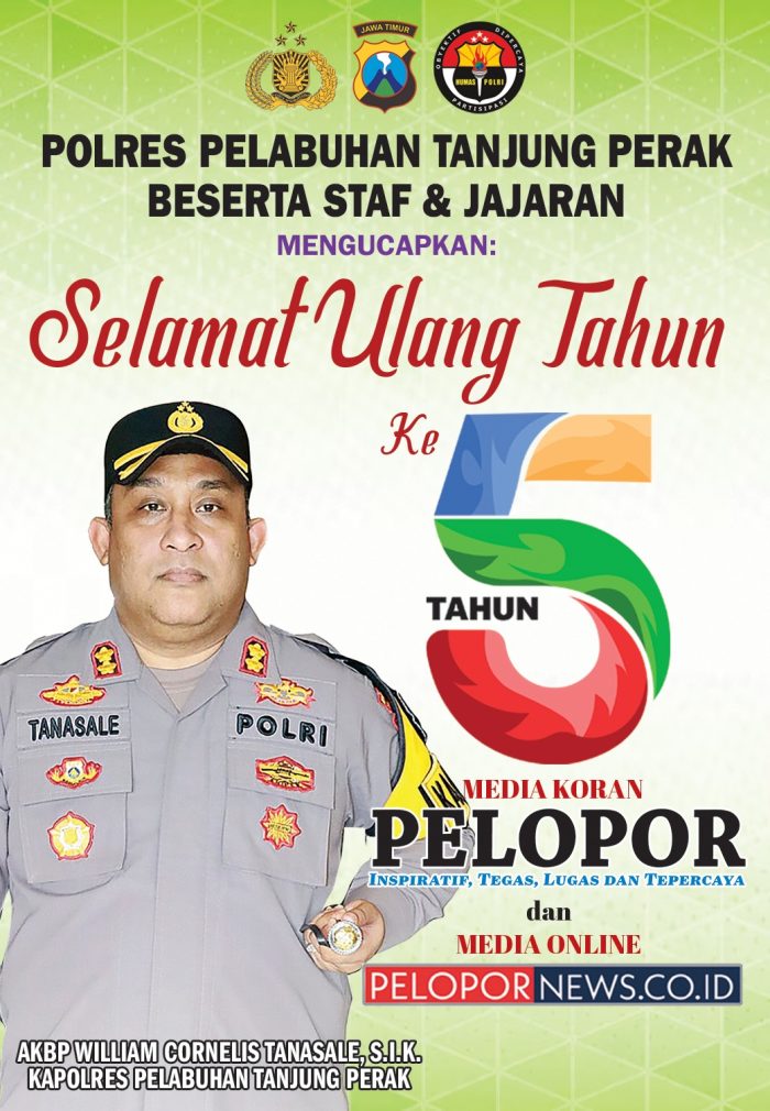 AKBP William Cornelis Tanasale, Kapolres Pelabuhan Tanjung Perak Mengucapkan Selamat HUT Ke – 5 Media Koran Pelopor dan Media Online www.pelopornews.co.id