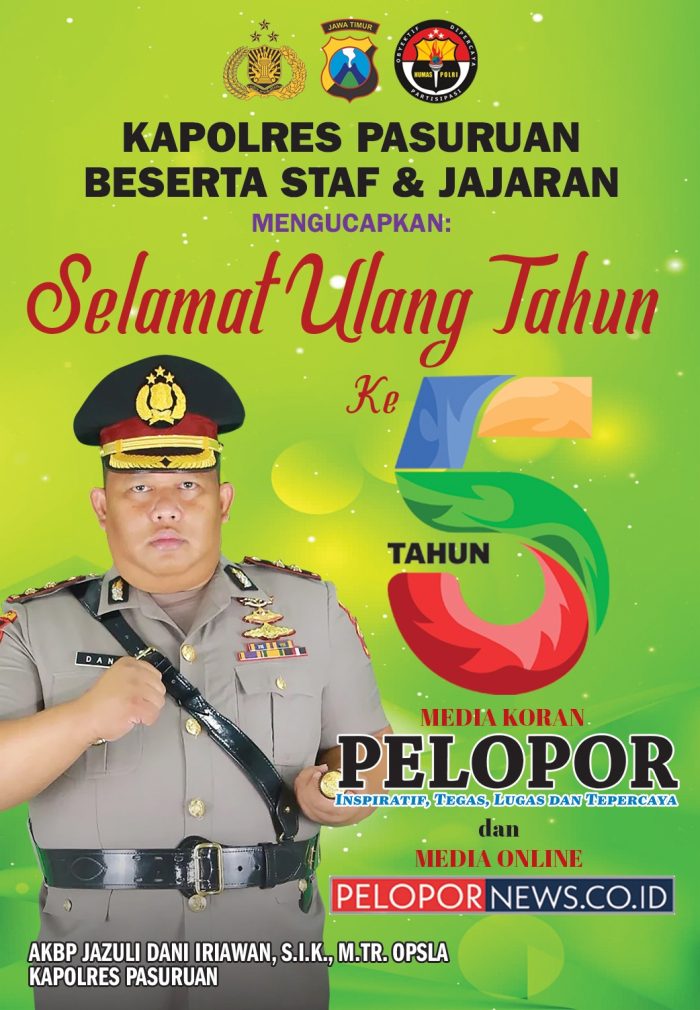 AKBP Jazuli Dani Irawan Kapolres Pasuruan Mengucapkan Selamat HUT Ke – 5 Media Koran Pelopor dan Media Online www.pelopornews.co.id