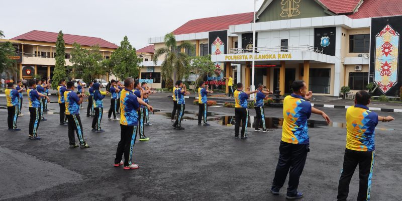 Polresta Palangka Raya Jaga Kesehatan dan Kebugaran Personel dengan Lakukan Olahraga Pagi