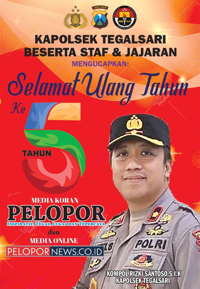Kompol Rizki Santoso Kapolsek Tegalsari Mengucapkan Selamat HUT Ke – 5 Media Koran Pelopor dan Media Online www.pelopornews.co.id