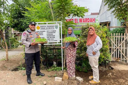 Dampingi KWT Bhabinkamtibmas Polres Probolinggo Kota Ajak Warga Wujudkan Ketahanan Pangan