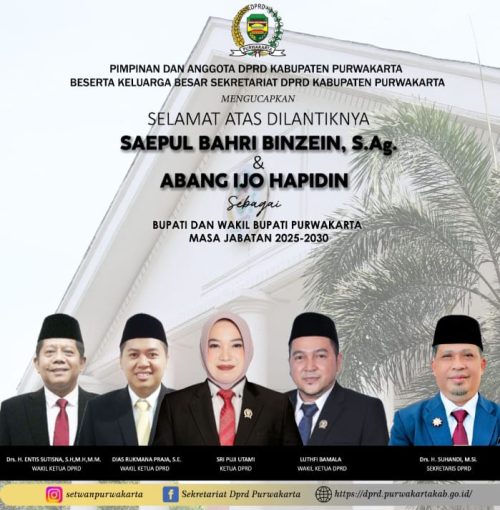 Pimpinan dan Anggota DPRD Kabupaten Purwakarta Beserta Keluarga Besar Sekretariat Mengucapkan Selamat Atas Dilantiknya Bupati Dan Wakil Bupati Purwakarta 2025-2030