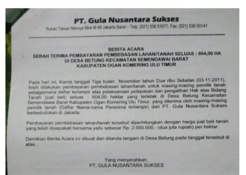 Di Duga Oknum Kepala Desa Betung di Kecamatan Semendawai Barat Kabupaten Oku Timur Provinsi Sumatera Selatan menjual Tanah Kas Desa (TKD)