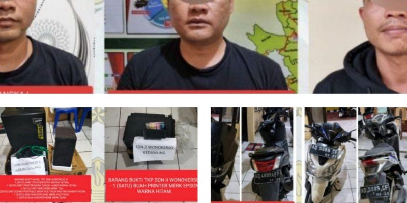 Polres Sragen Berhasil Ungkap Kasus Pencurian Dengan Pemberatan di Dua Sekolah Dasar