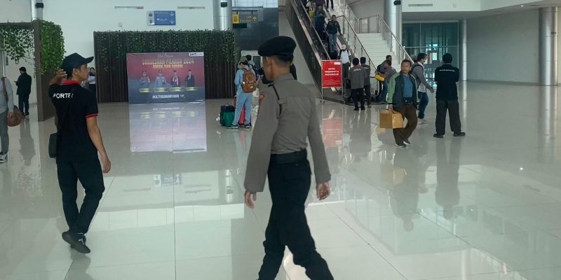 Personel Satpamobvit Digelar Polresta Palangka Raya untuk Jaga Keamanan di Bandara Tjilik Riwut