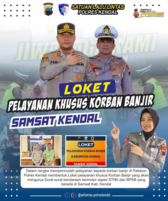 Polres Kendal Buka Loket Khusus Untuk Korban Banjir di Samsat