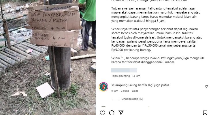 Viral di Medsos Ada Tarif Penyeberangan di Jembatan Darurat Tembelan Petungkriyono, Kapolsek Lakukan Hal Ini