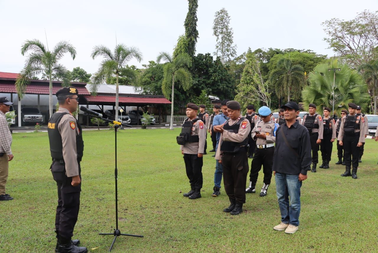 Polresta Palangka Raya Gelar Apel Pam Aksi Damai Kesatuan Masyarakat Hukum Adat Kalteng
