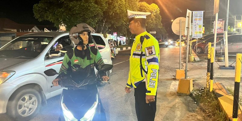 Ciptakan Kamseltibcarlantas di Palangka Raya, Ditlantas Polda Kalteng Lakukan Patroli Malam