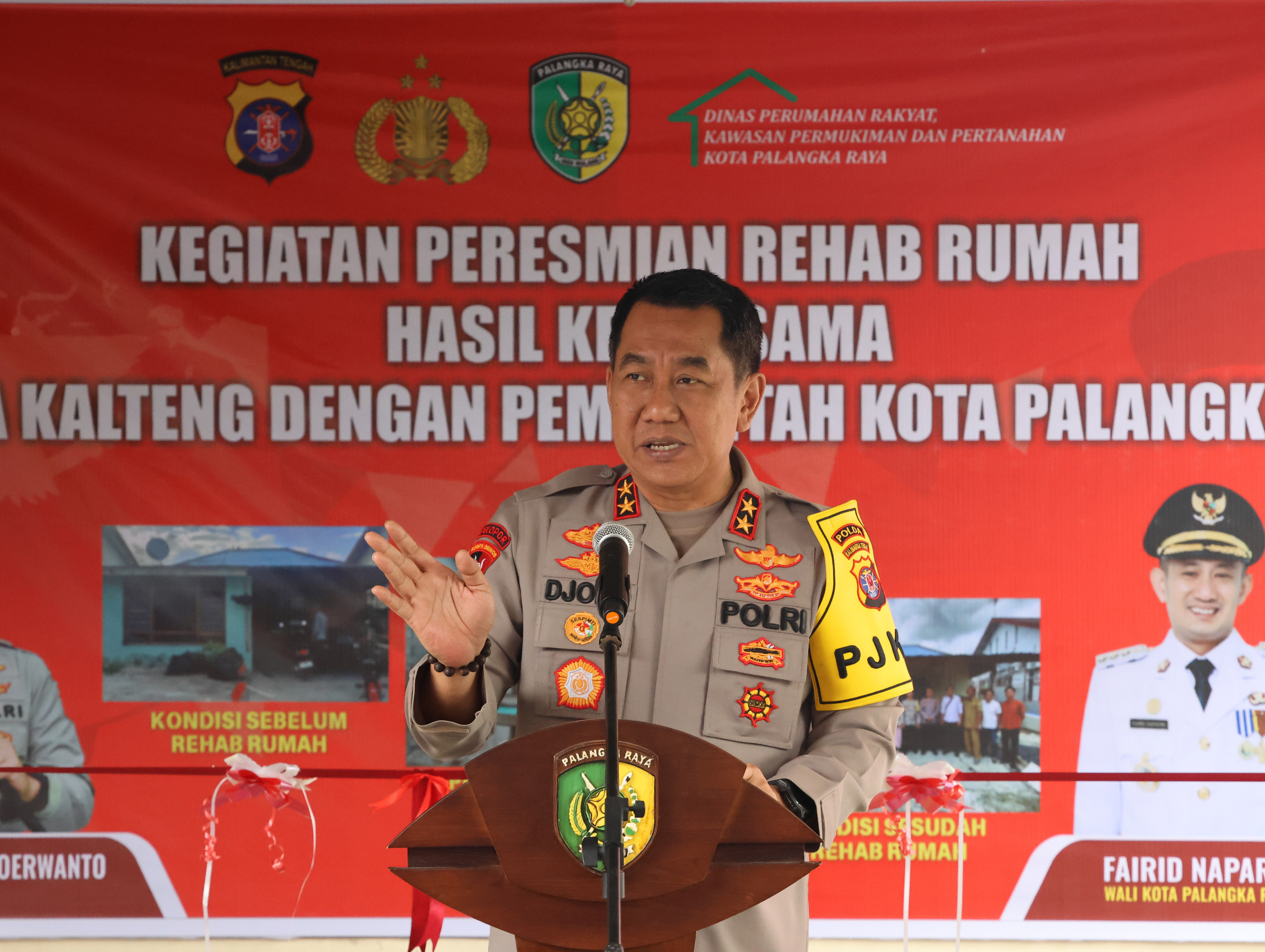 Kolaborasi Bersama Pemkot Palangka Raya, Polda Kalteng Bersama Bhayangkari Bedah Rumah Warga Tak Layak Huni