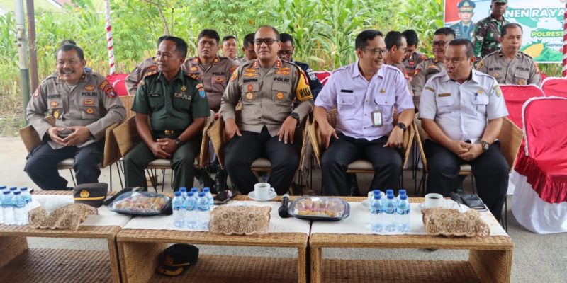 Polresta Palangka Raya bersama Unsur Forkopimda Ikuti Vicon Panen Raya Jagung Serentak