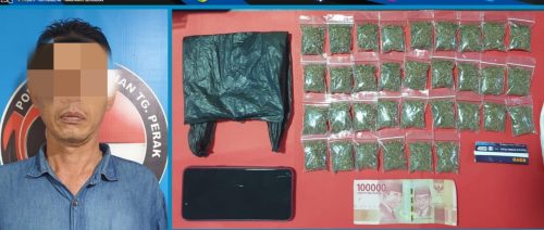 Satresnarkoba Polres Pelabuhan Tanjung Perak Amankan Seorang Penjaga Warkop Kedapatan Simpan Ganja Kering