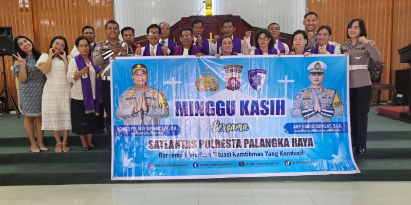 Satlantas Polresta Palangka Raya Gelar Program Minggu Kasih di Gereja Bukit Raya