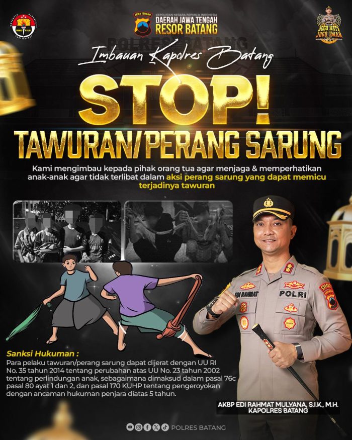 Polres Batang Gandeng Orang Tua dan Guru Untuk Cegah Aksi Perang Sarung di Masyarakat