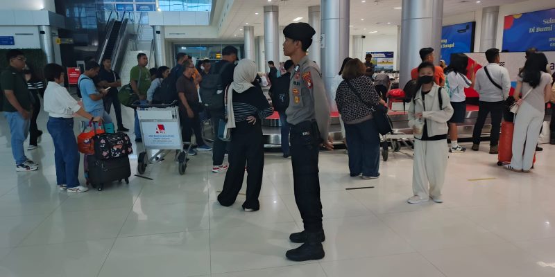 Jelang Mudik Lebaran, Satpamobvit Polresta Palangka Raya Perketat Pengamanan di Bandara Tjilik Riwut