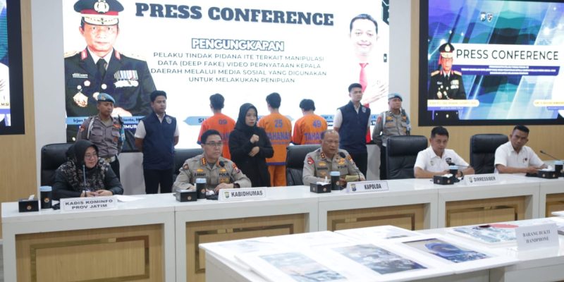 Polda Jatim Amankan Tiga Tersangka Pembuat dan Penyebar Video Hoax Catut Nama Gubernur