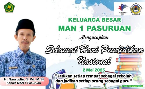 Keluarga Besar MAN 1 PASURUAN Mengucapkan Selamat hari Pendidikan Nasional 2025