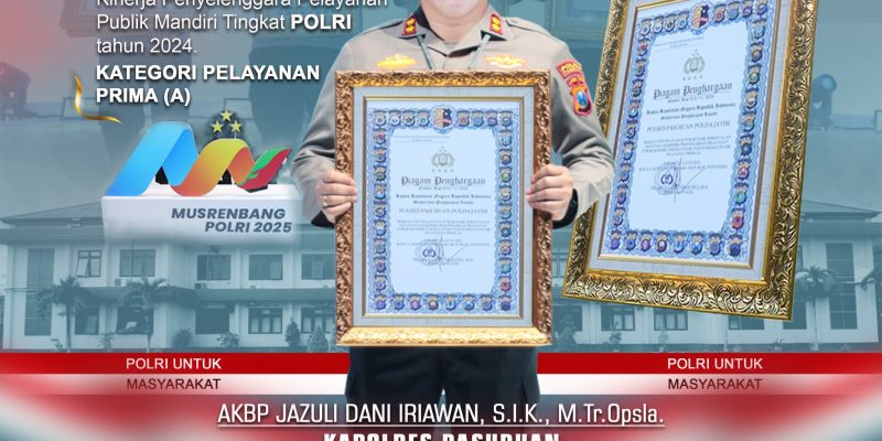 Polres Pasuruan Raih Penghargaan Pelayanan Prima di Ajang Musrenbang Polri 2025