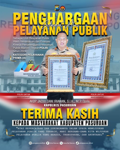 Polres Pasuruan Raih Penghargaan Pelayanan Prima di Ajang Musrenbang Polri 2025
