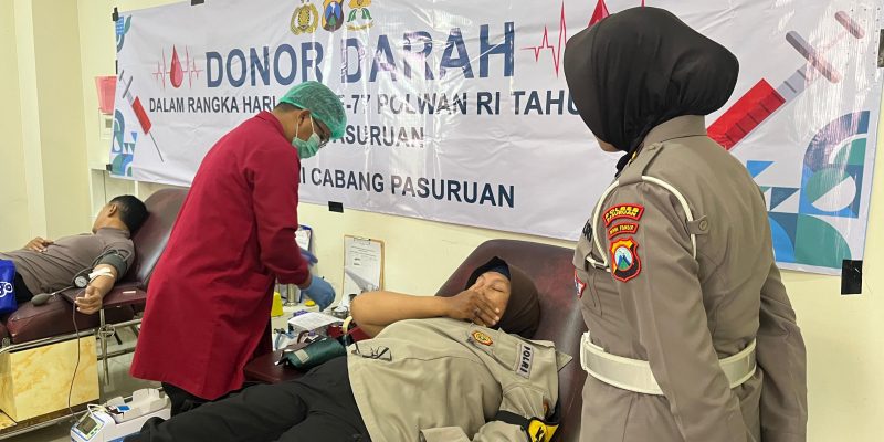 Polwan Polres Pasuruan Gelar Donor Darah Sambut Hari Jadi ke-77 Polwan RI