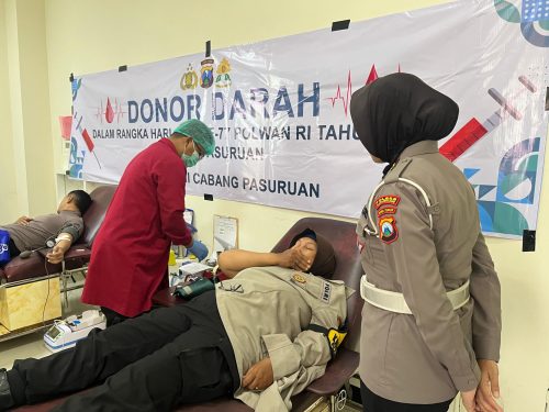 Polwan Polres Pasuruan Gelar Donor Darah Sambut Hari Jadi ke-77 Polwan RI
