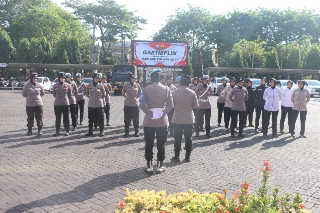 Polwan Polres Pasuruan Gelar Gaktibplin di Momen HUT ke-77