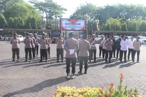 Polwan Polres Pasuruan Gelar Gaktibplin di Momen HUT ke-77