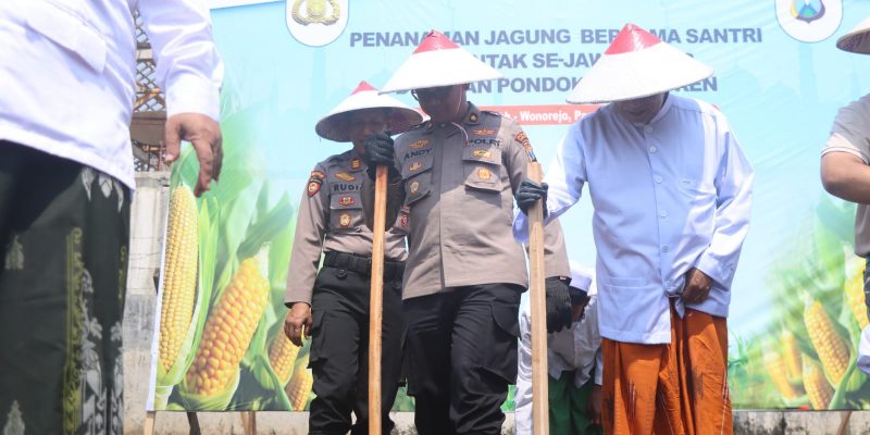 Dukung Swasembada Pangan, Polres Pasuruan Tanam Jagung Serentak Bersama Santri Ponpes Sabilunnajah
