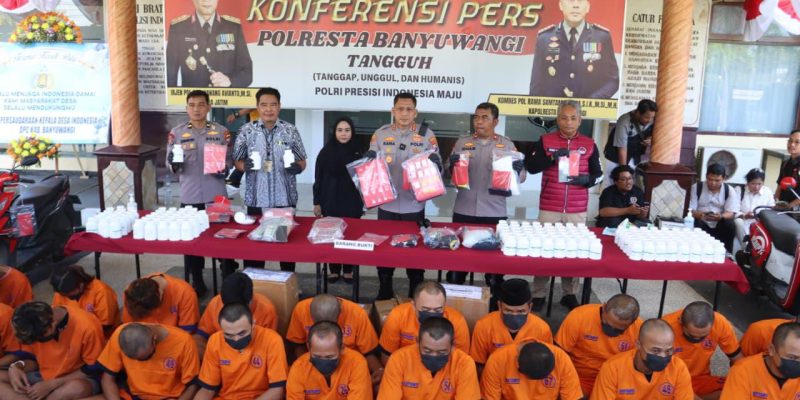 Polresta Banyuwangi Bekuk 43 Tersangka, Sita 150 Gram Sabu dan 159 Ribu Okerbaya