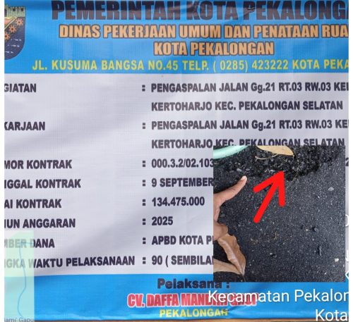 Pelaksana Diduga Tak Kompeten, Proyek Pengaspalan Gg. 21 Kuripan Disorot GNPK RI