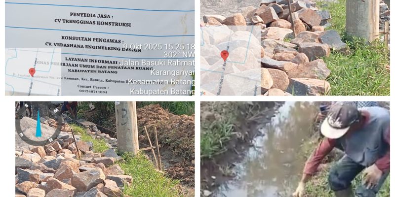 Aktivis Soroti Proyek Tebing Jalan di Batang: Air Masih Tergenang, Adukan Gunakan Air Parit!