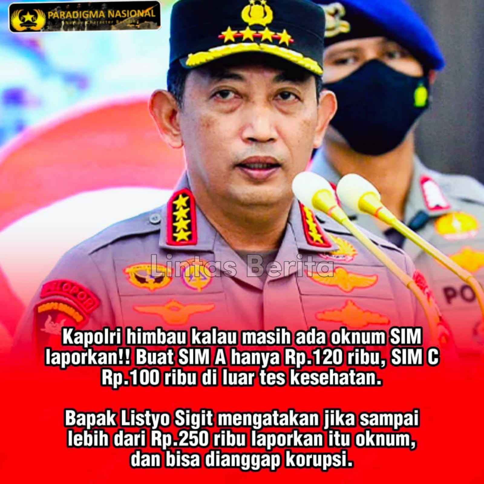 Kapolri Jenderal Listyo Sigit Prabowo, Tegaskan Jika Ada Pungli Dalam Pembuatan SIM, Jangan Ragu, Segera Laporkan